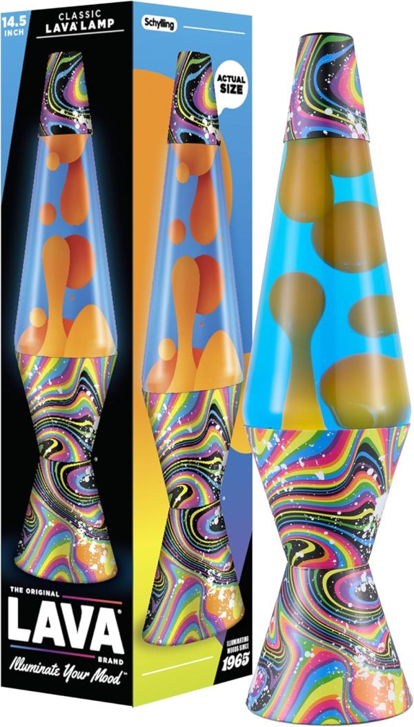 Lava The Original Lamp - 14.5 Splattered Distortion ?C Classic Liquid Motion Lamp - Orange Wax and Blue Liquid - Item #2427 (Amazon Exclusive)